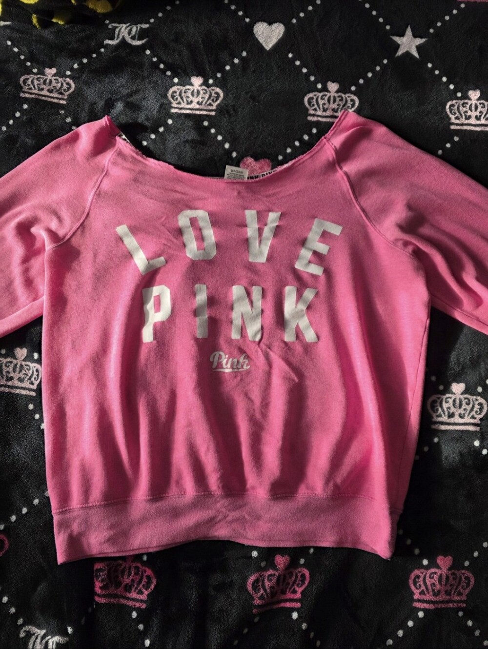 PINK Pink Crew Off The Shoulder Long Sleeve Top